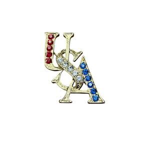 USA red, white & blue rhinestone pin- NEW